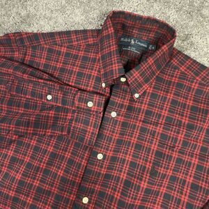 Polo Ralph Lauren L/S Oxford Button Front Shirt Men's M Red Black Check **READ**
